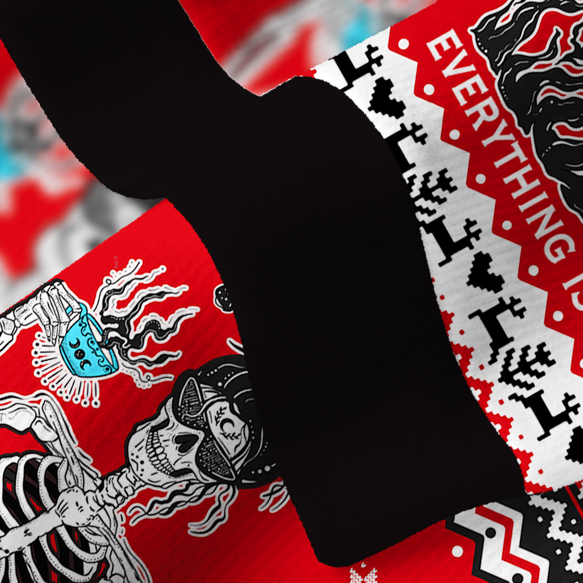 Purplehecate Everything Is Fine Fuzzy Ugly Christmas Sweatshirt