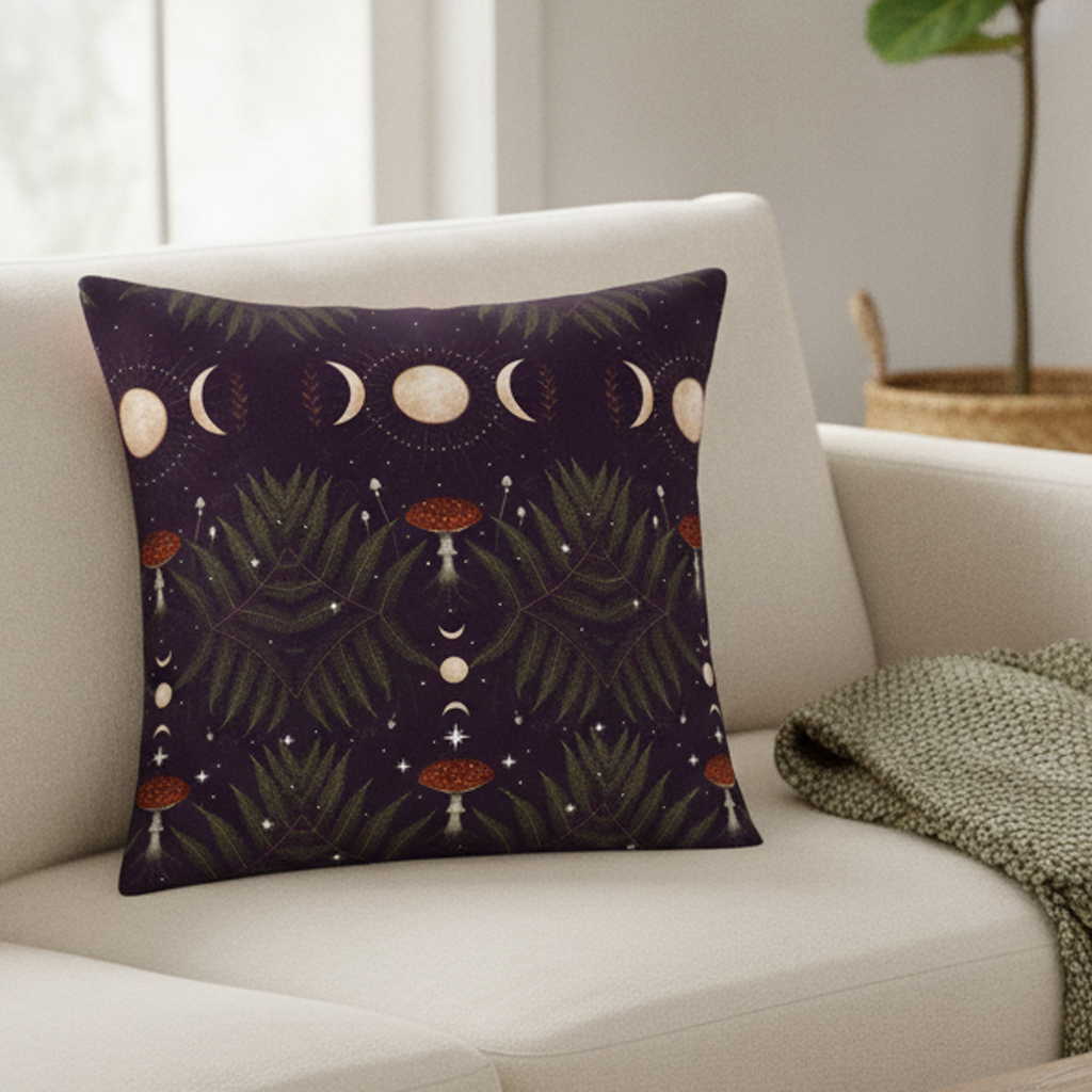 Purplehecate Moonlit Mushroom Gown Pillow
