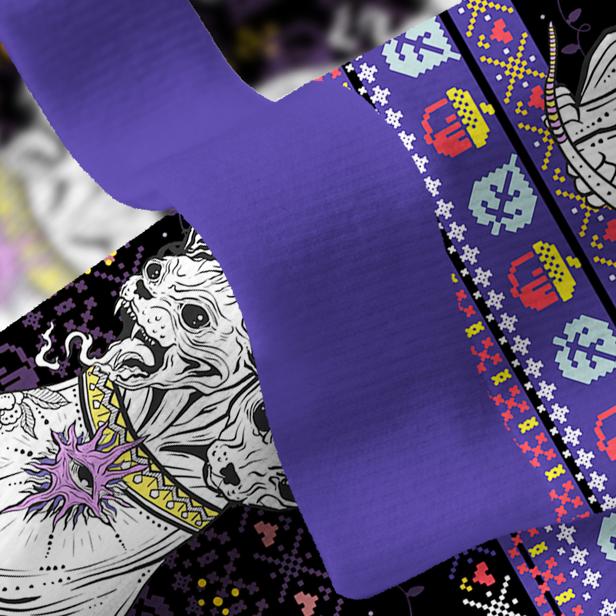 Purplehecate The Cat Goddess Bastet Fuzzy Ugly Christmas Sweatshirt