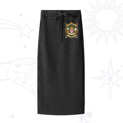 Purplehecate Virgo Radiance Zodiac Washed Drawstring Long Skirt