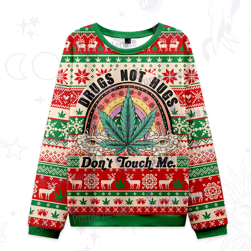 Purplehecate Drugs Not Hugs Don't Touch Me Ugly Christmas Sweatshirts