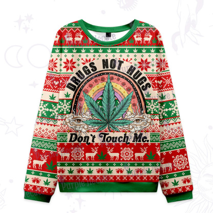 Purplehecate Drugs Not Hugs Don't Touch Me Ugly Christmas Sweatshirts