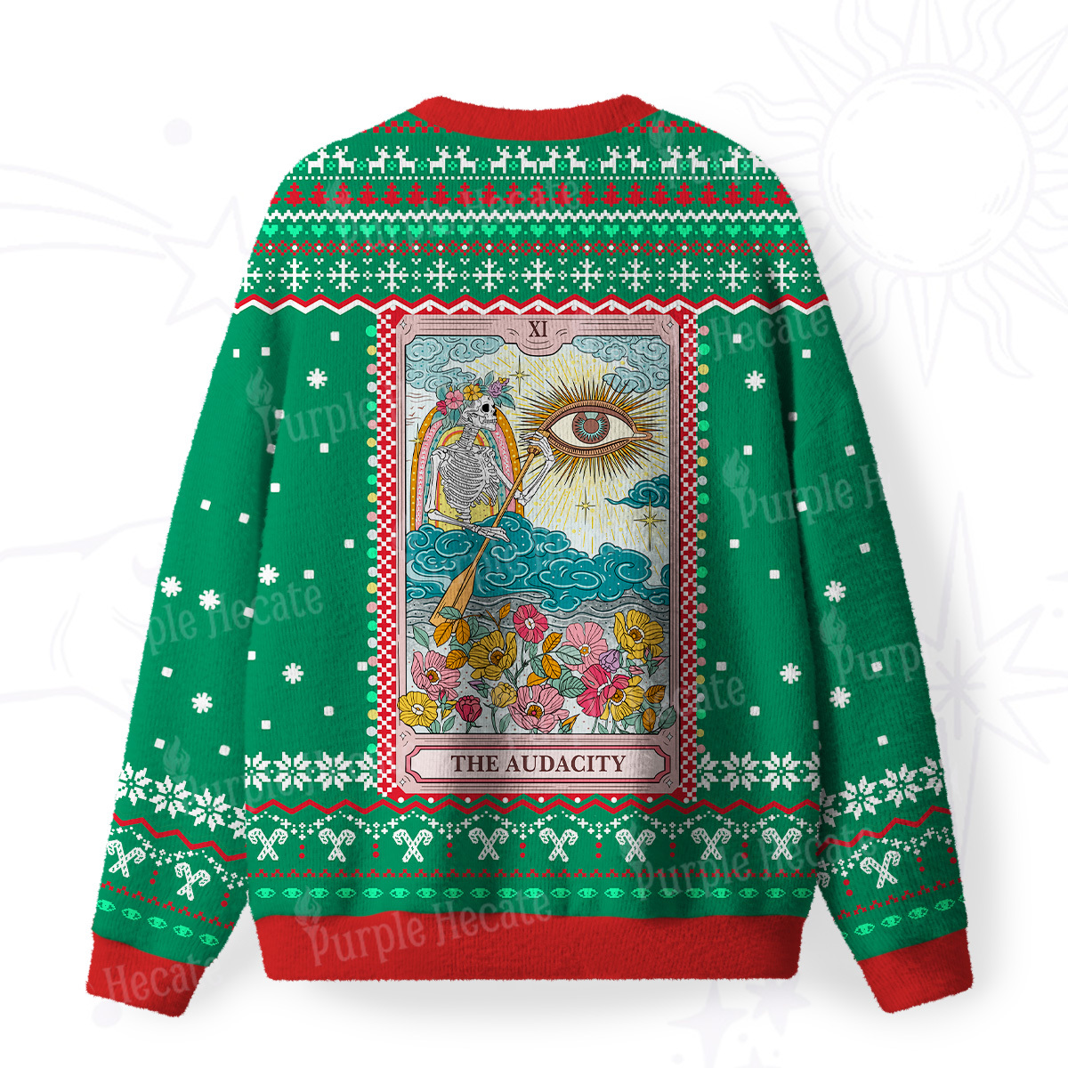 Purplehecate The Audacity Tarot Fuzzy Ugly Christmas Sweatshirt