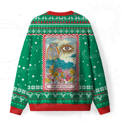 Purplehecate The Audacity Tarot Fuzzy Ugly Christmas Sweatshirt