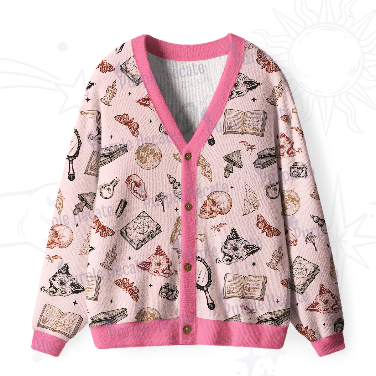 Purplehecate Witchcraft Study Ugly Cardigan Sweaters