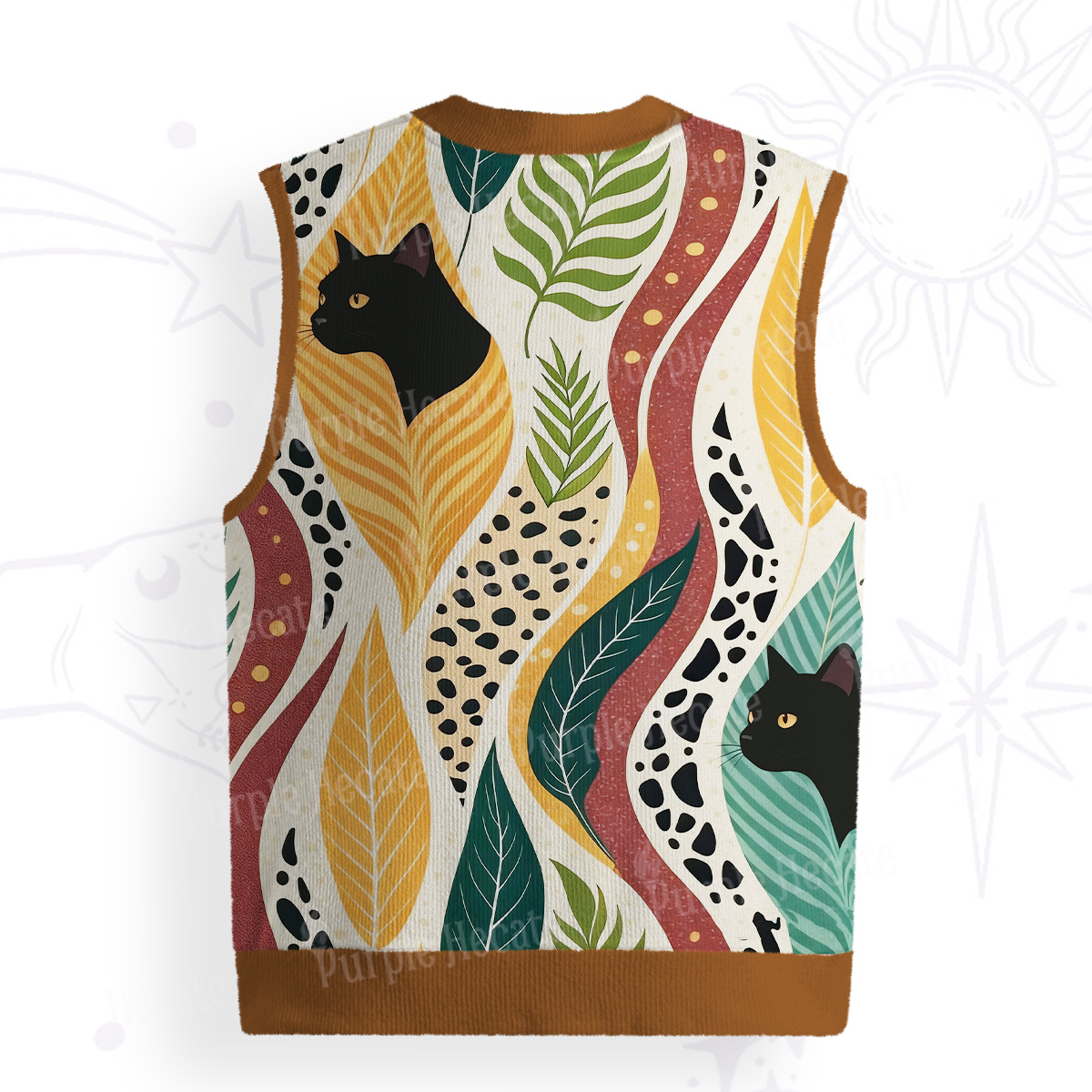 Purplehecate Mystic Forest Cat Ugly Sweater Vest