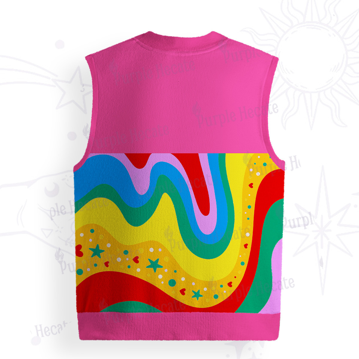 Purplehecate Dreamy Rainbow Waves Ugly Sweater Vest