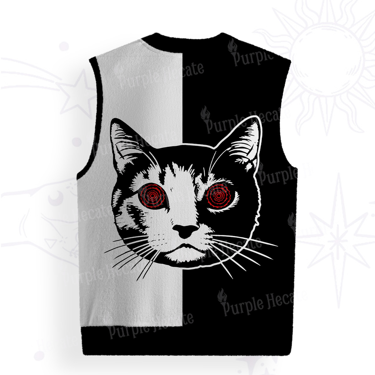 Purplehecate Hypnotic Cat Ugly Sweater Vest