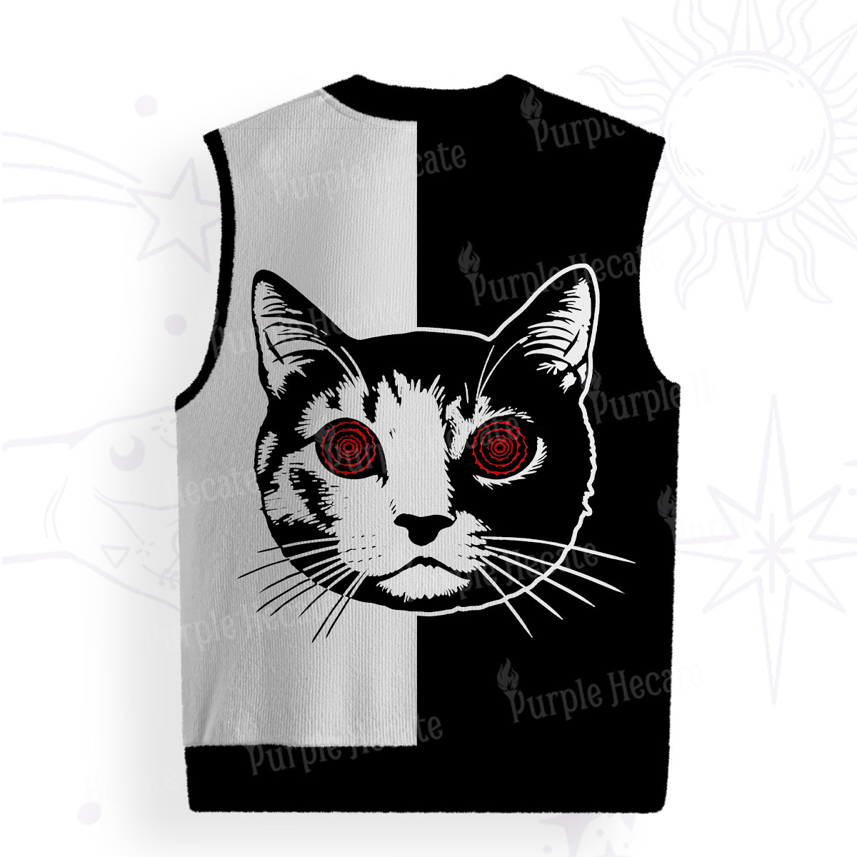 Purplehecate Hypnotic Cat Ugly Sweater Vest