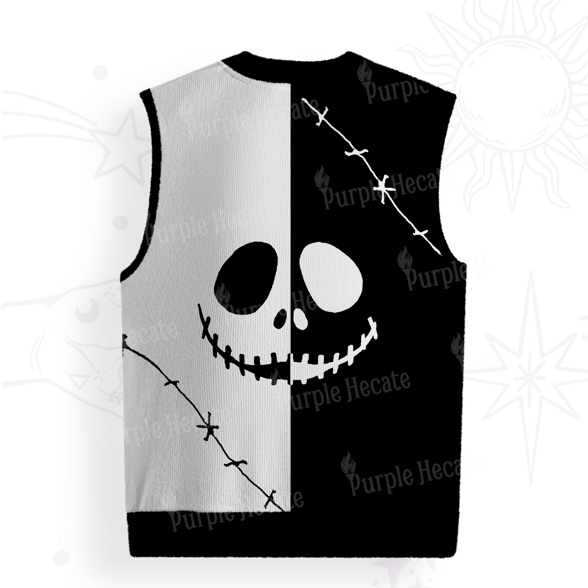 Purplehecate Nightmare Skeleton King Ugly Sweater Vest