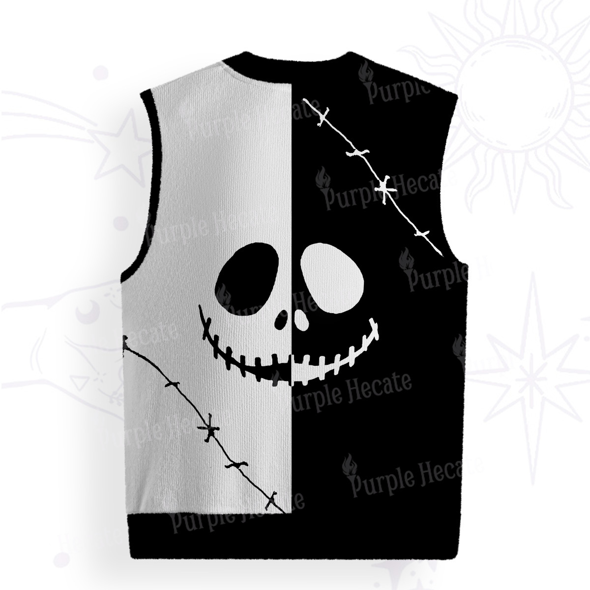 Purplehecate Nightmare Skeleton King Ugly Sweater Vest