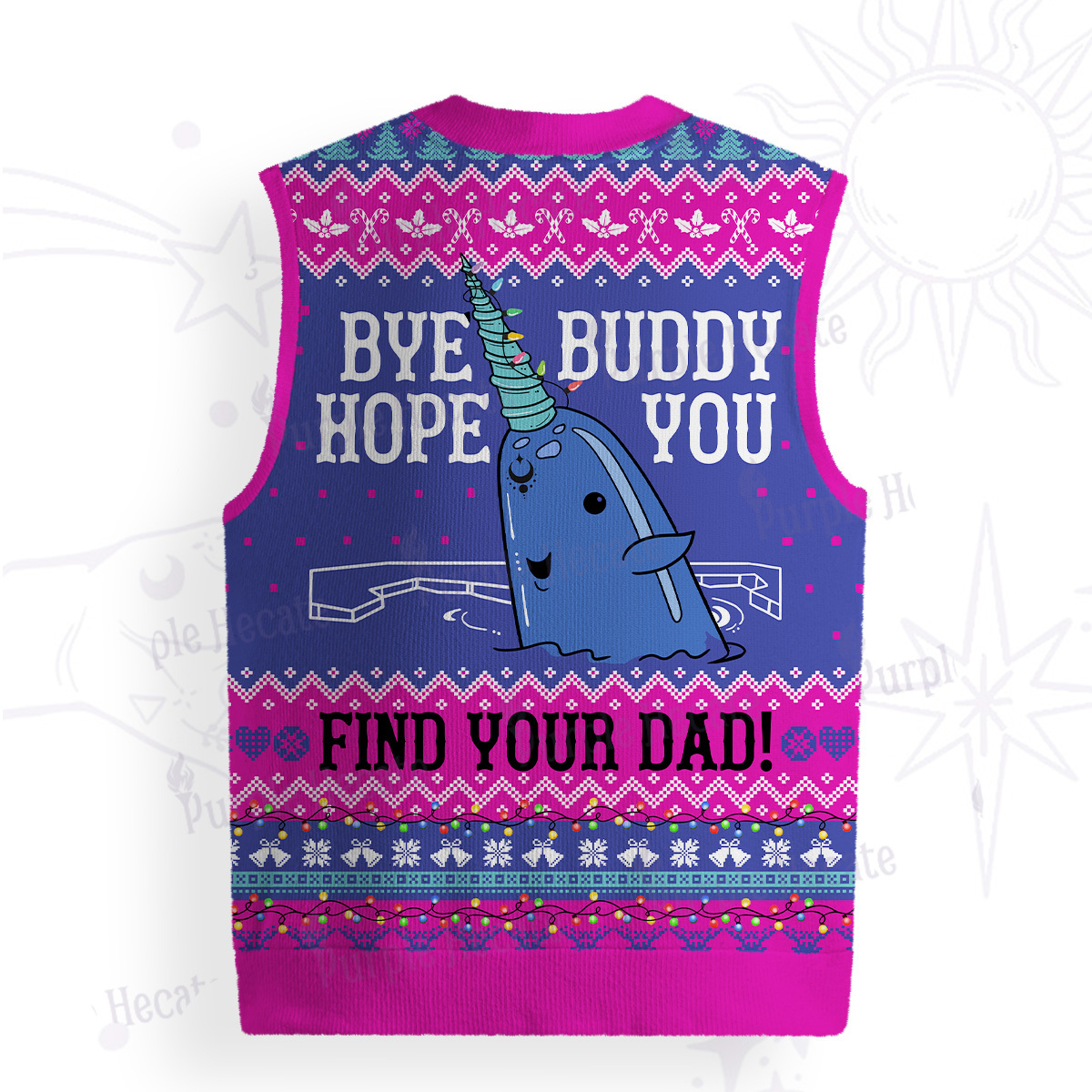 Purplehecate Good Luck Buddy Whale Ugly Sweater Vest