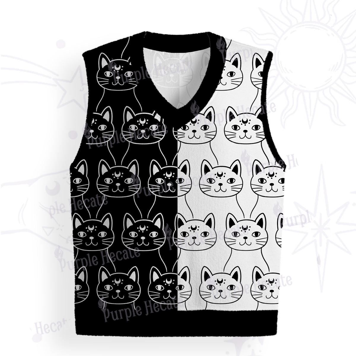 Purplehecate Sketchy Cat Ugly Sweater Vest