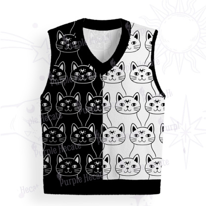 Purplehecate Sketchy Cat Ugly Sweater Vest