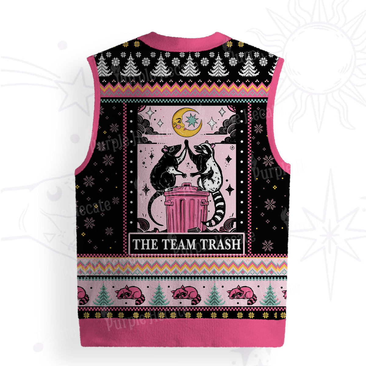 Purplehecate The Team Trash Opossum Ugly Sweater Vest