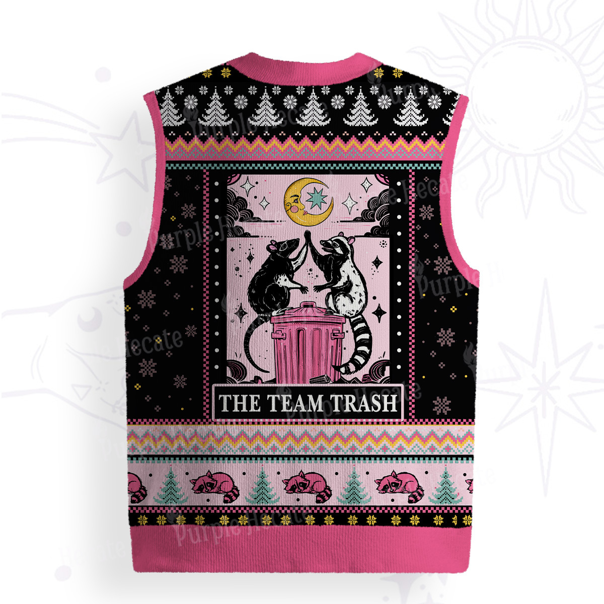 Purplehecate The Team Trash Opossum Ugly Sweater Vest