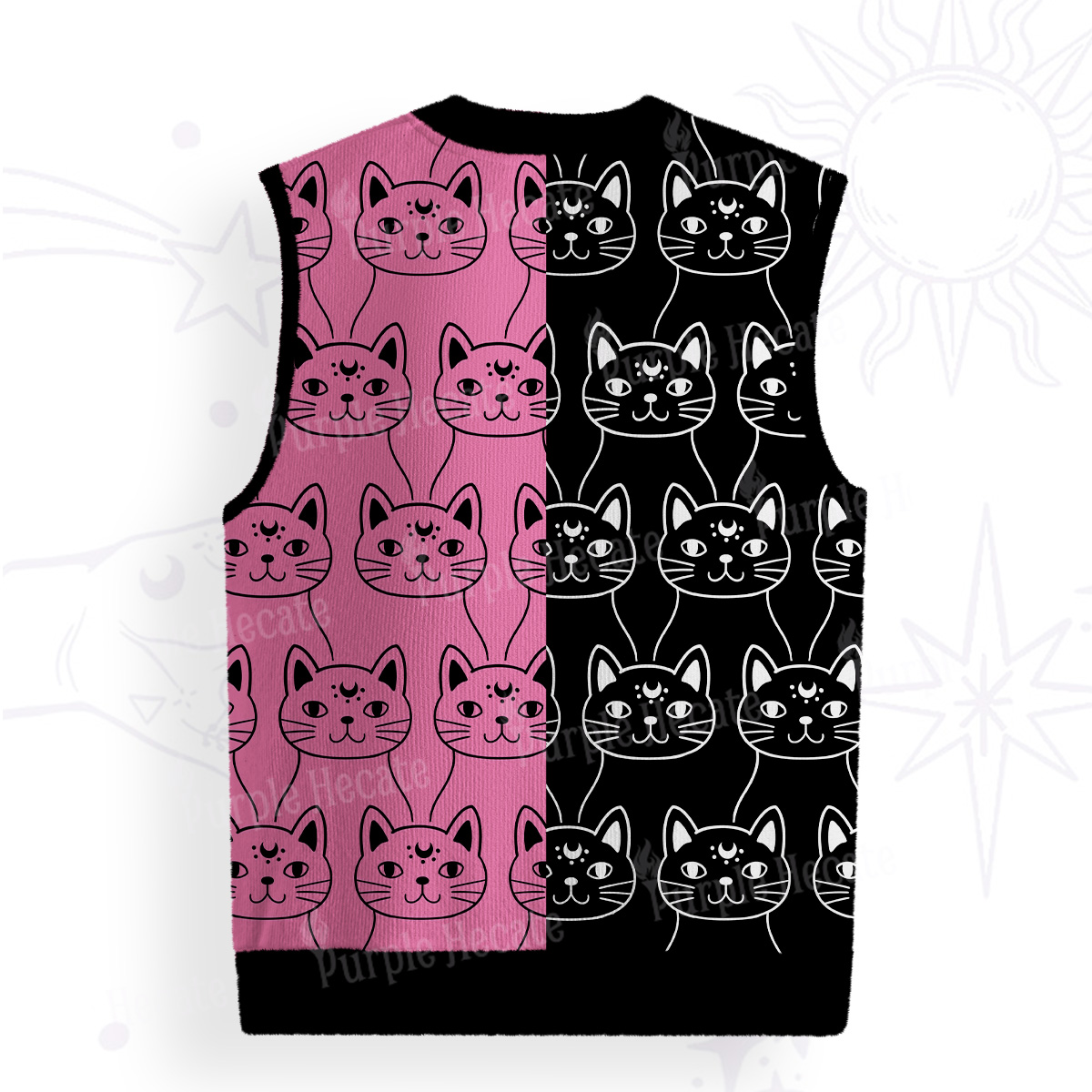 Purplehecate Sketchy Cat Ugly Sweater Vest