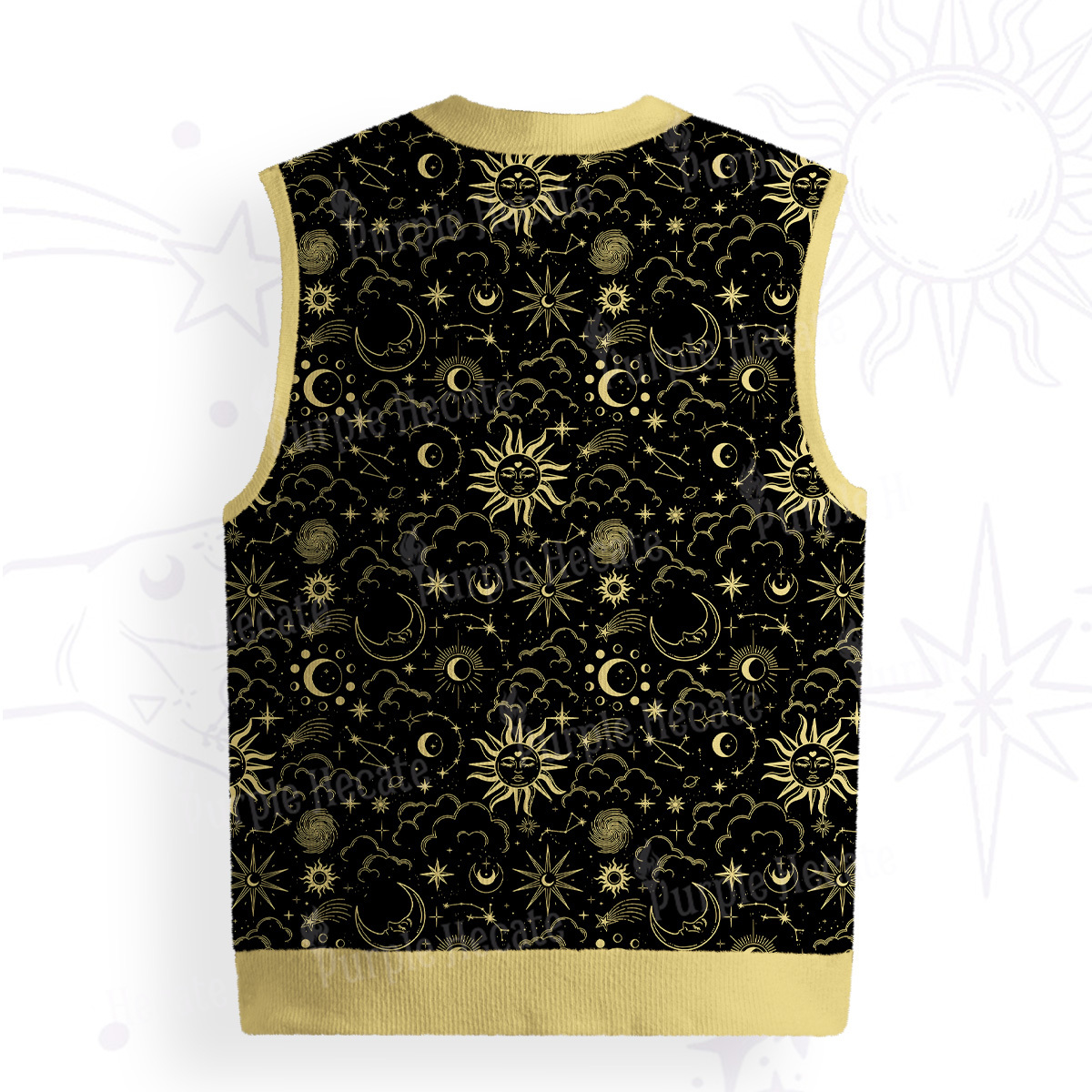 Purplehecate Mysterious Star & Moon Ugly Sweater Vest
