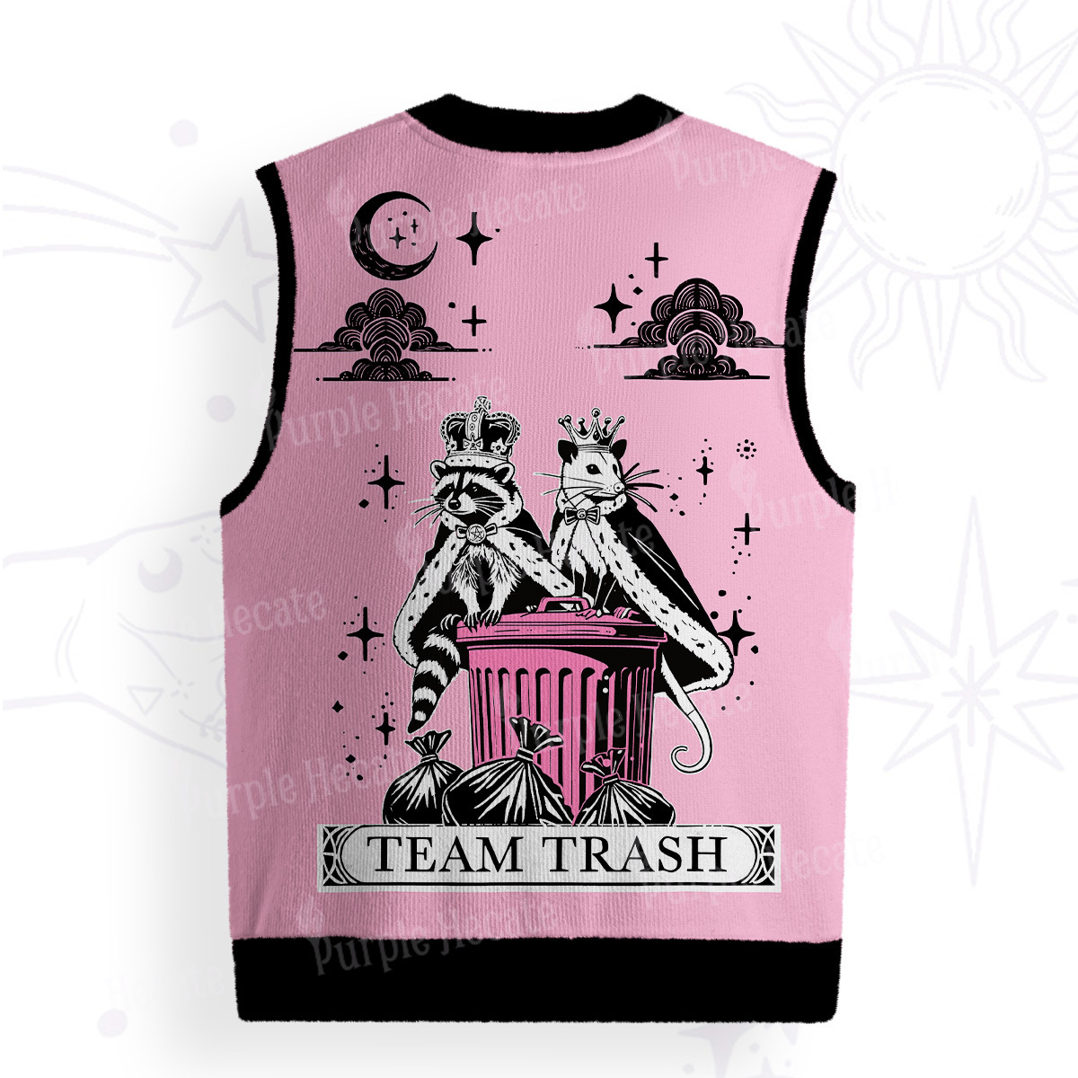 Purplehecate Raccoon and Opossum’s Trash Kingdom Ugly Sweater Vest