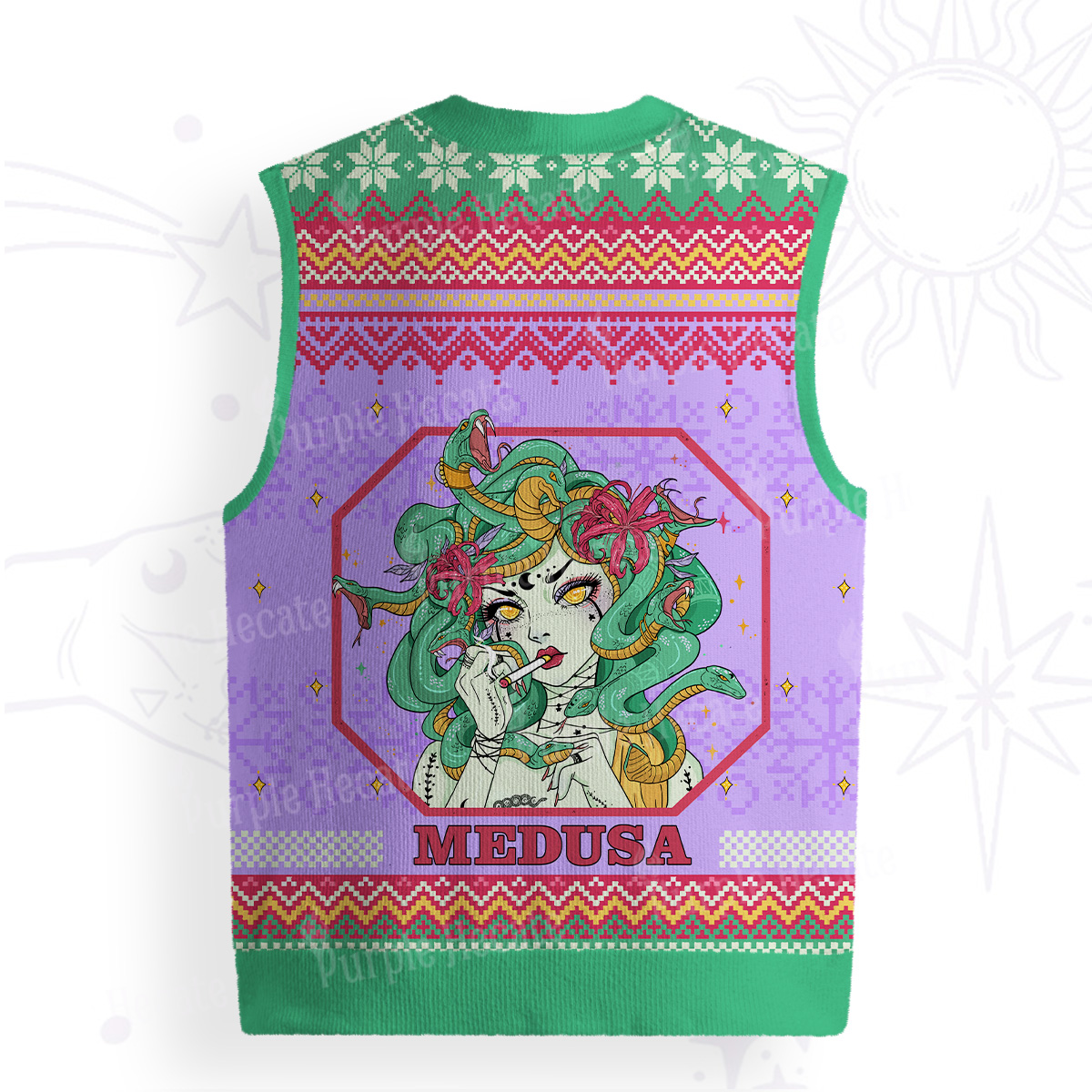 Purplehecate The Greek Goddess Medusa Ugly Sweater Vest