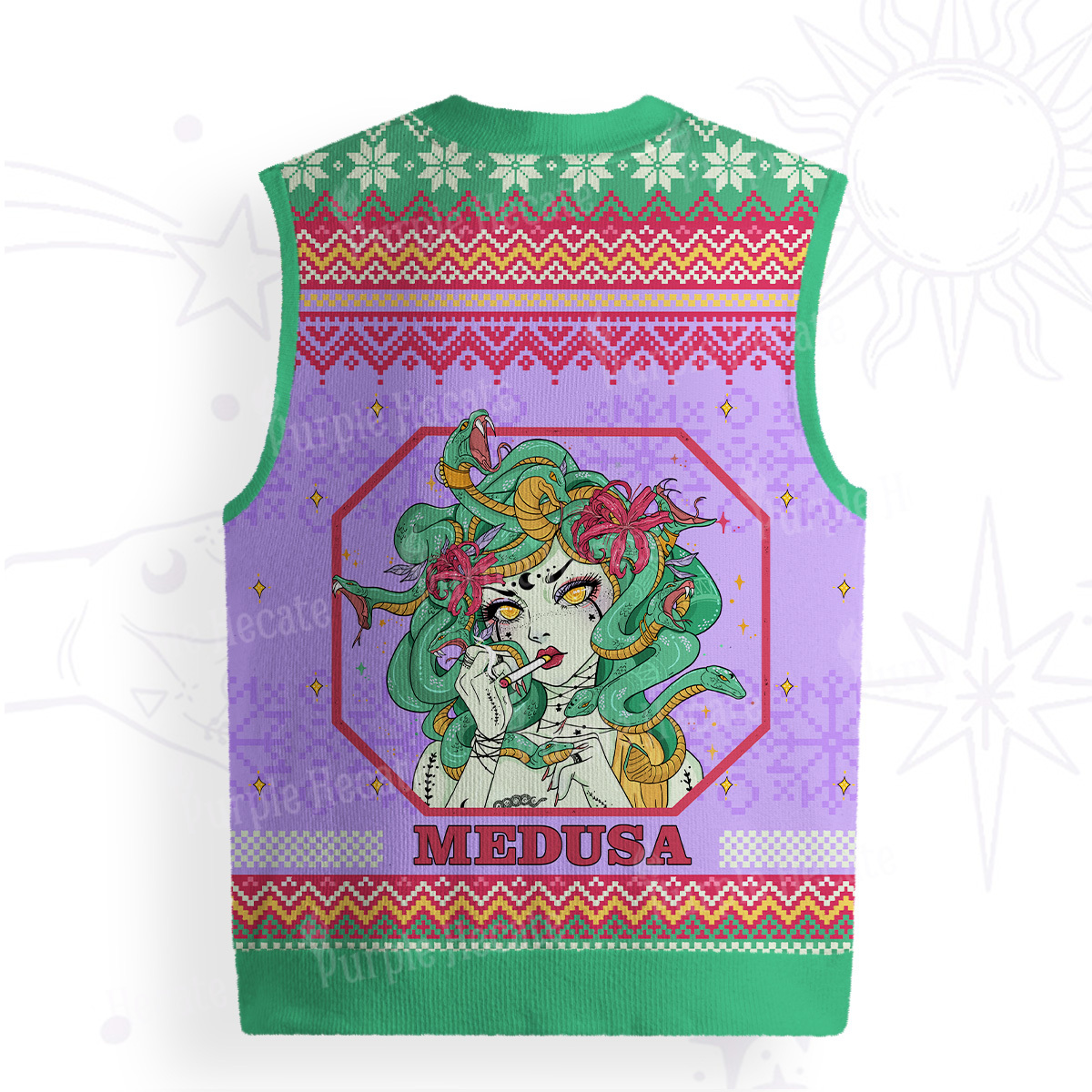 Purplehecate The Greek Goddess Medusa Ugly Sweater Vest
