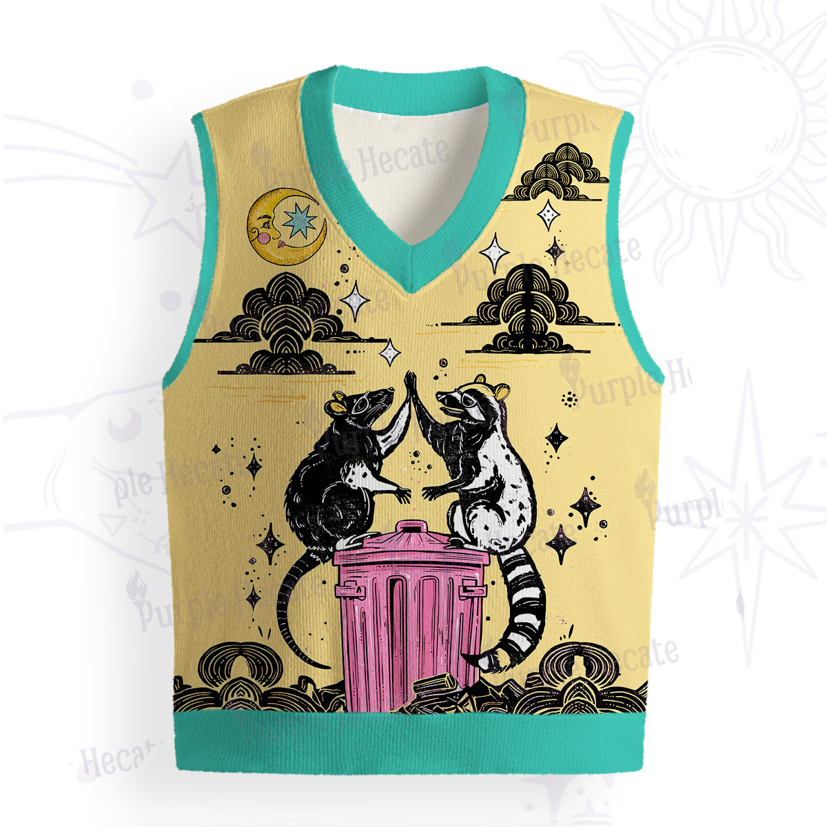 Purplehecate The Team Trash Opossum Tarot Ugly Sweater Vest