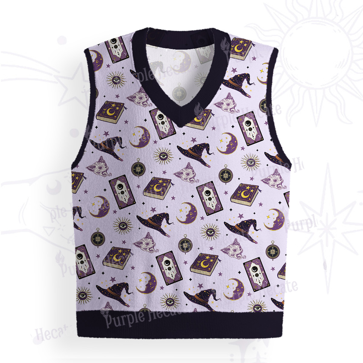 Purplehecate Midnight Witch Tarot Ugly Sweater Vest