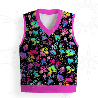 Purplehecate Psychedelic Mushroom Rave Ugly Sweater Vest