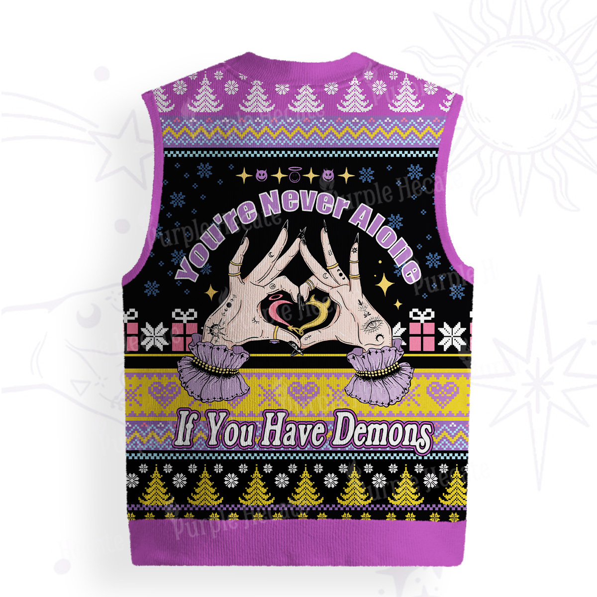 Purplehecate You're Never Alone If You Have Demons Ugly Sweater Vest