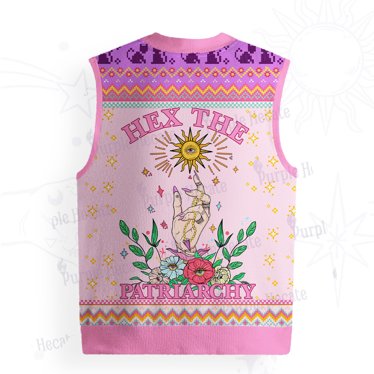 Purplehecate Hex The Patriarchy Witchy Ugly Sweater Vest