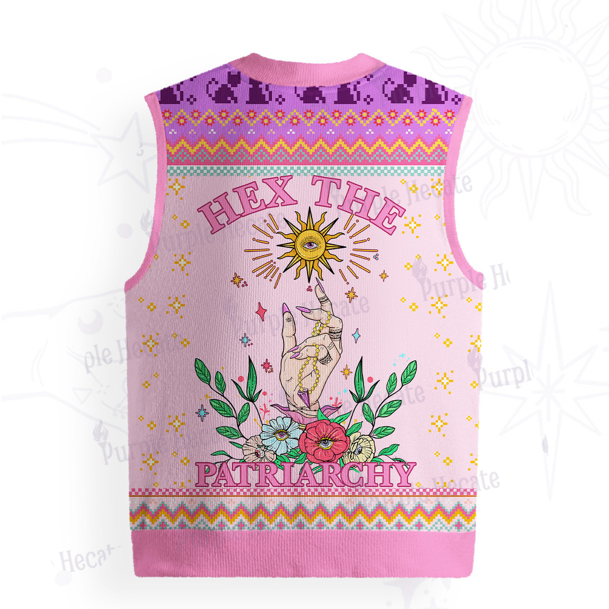 Purplehecate Hex The Patriarchy Witchy Ugly Sweater Vest