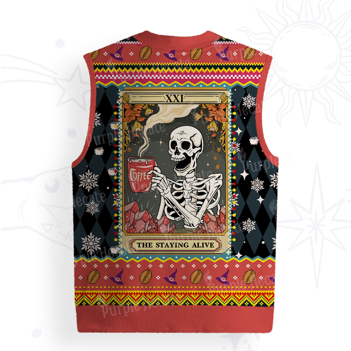 Purplehecate The Staying Alive Tarot Card Ugly Sweater Vest