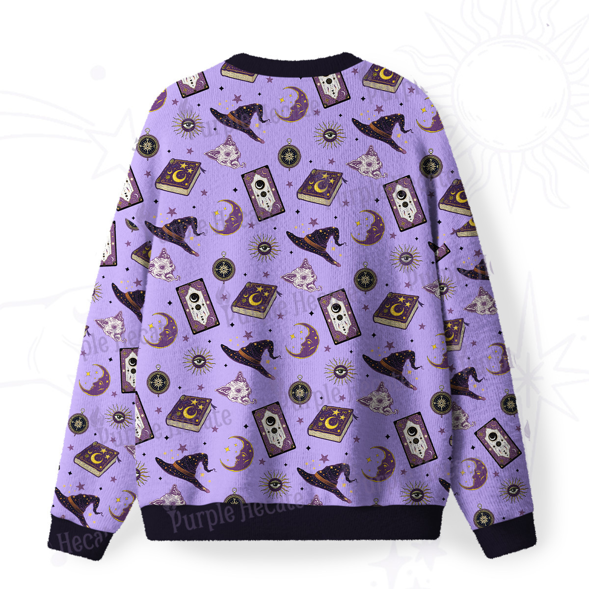 Purplehecate Midnight Witch Tarot Fuzzy Ugly Christmas Sweatshirt