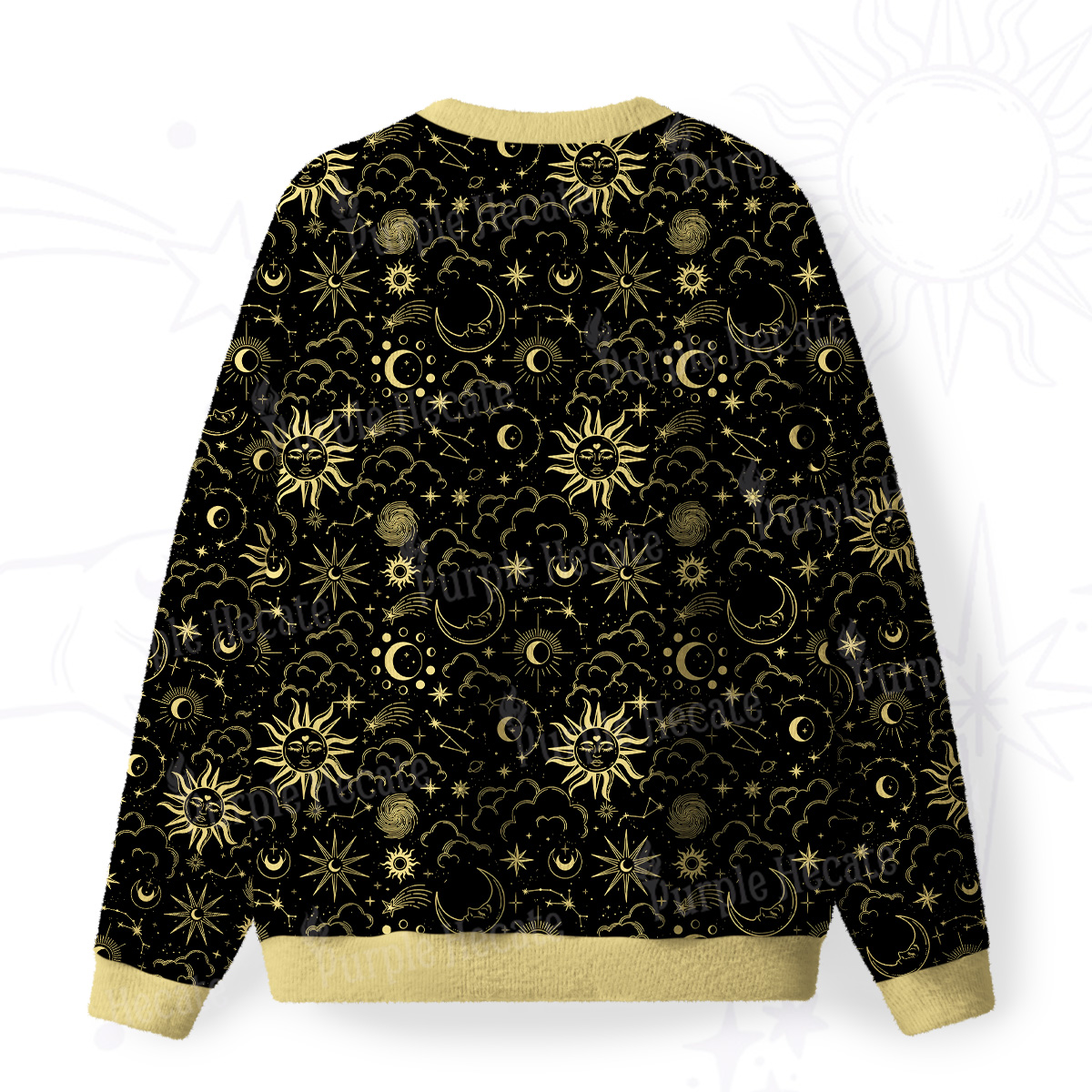 Purplehecate Mysterious Star & Moon Fuzzy Ugly Christmas Sweatshirt