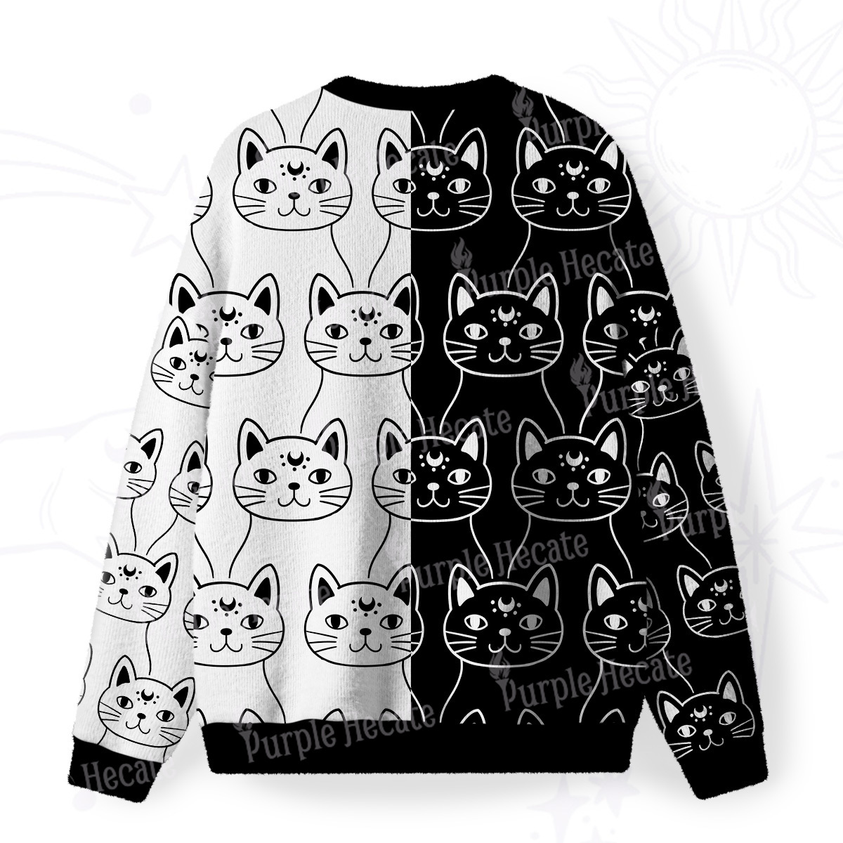 Purplehecate Sketchy Cat Fuzzy Ugly Christmas Sweatshirt