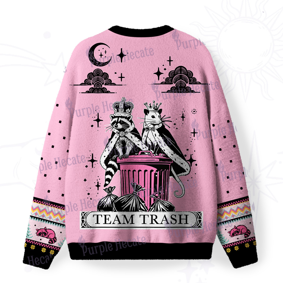 Purplehecate The Team Trash Kingdom Fuzzy Ugly Christmas Sweatshirt