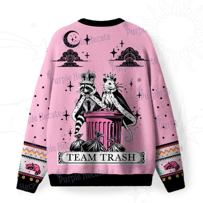 Purplehecate The Team Trash Kingdom Fuzzy Ugly Christmas Sweatshirt
