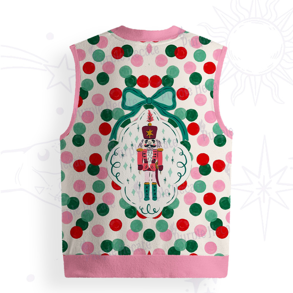 Purplehecate Candy Dot Nutcracker Christmas Ugly Sweater Vest
