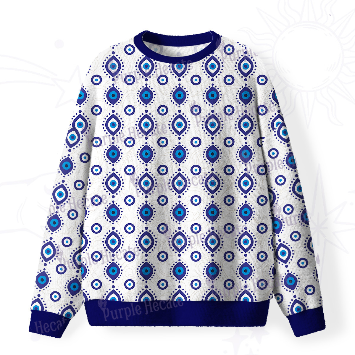 Purplehecate Evil Eye Protection Fuzzy Ugly Christmas Sweatshirt