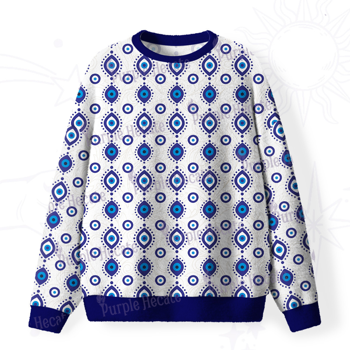Purplehecate Evil Eye Protection Fuzzy Ugly Christmas Sweatshirt