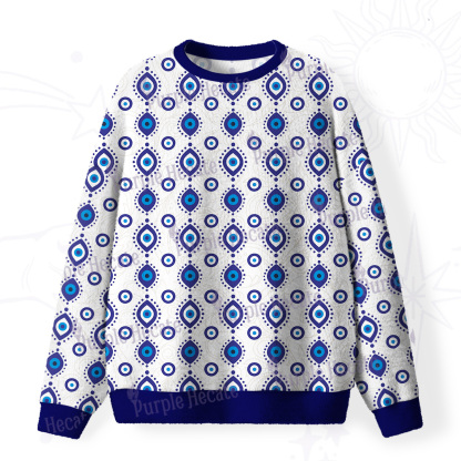 Purplehecate Evil Eye Protection Fuzzy Ugly Christmas Sweatshirt
