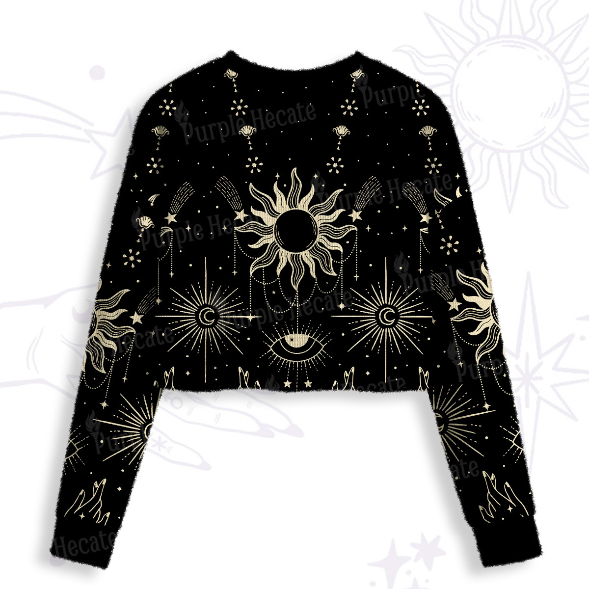 Purplehecate Solar Oracle Crop Fuzzy Ugly Sweatshirt