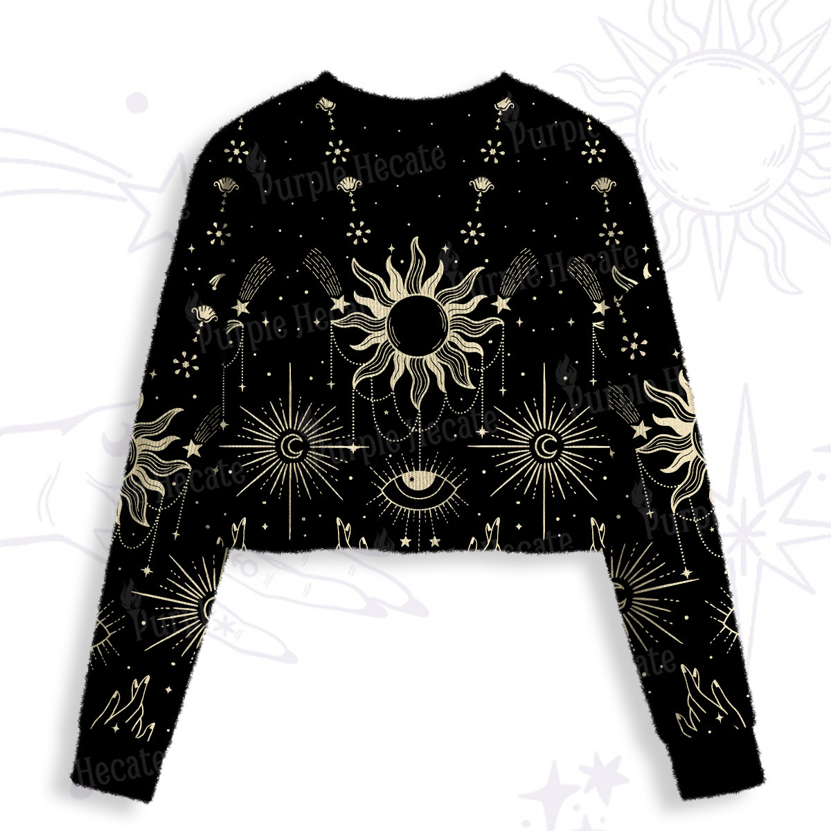 Purplehecate Solar Oracle Crop Fuzzy Ugly Sweatshirt