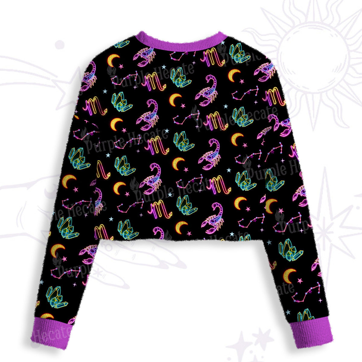 Purplehecate Scorpio Spirit Zodiac Crop Fuzzy Ugly Sweatshirt