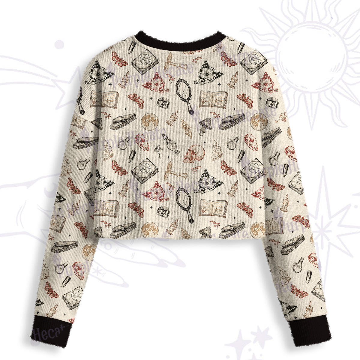 Purplehecate Witchcraft Study Crop Fuzzy Ugly Sweatshirt