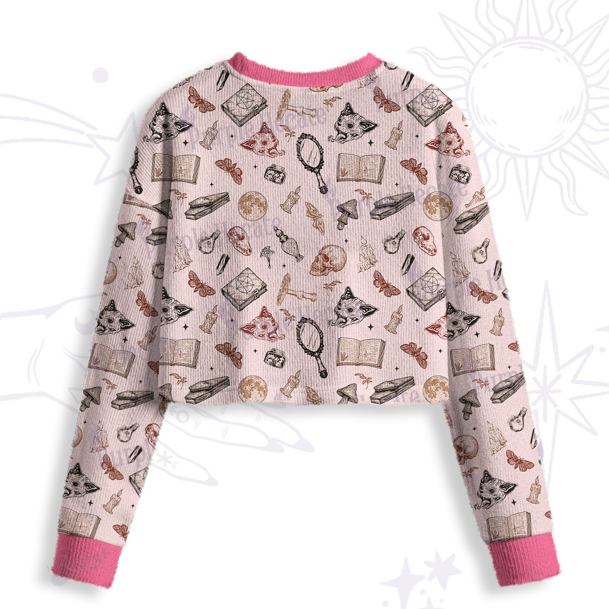 Purplehecate Witchcraft Study Crop Fuzzy Ugly Sweatshirt