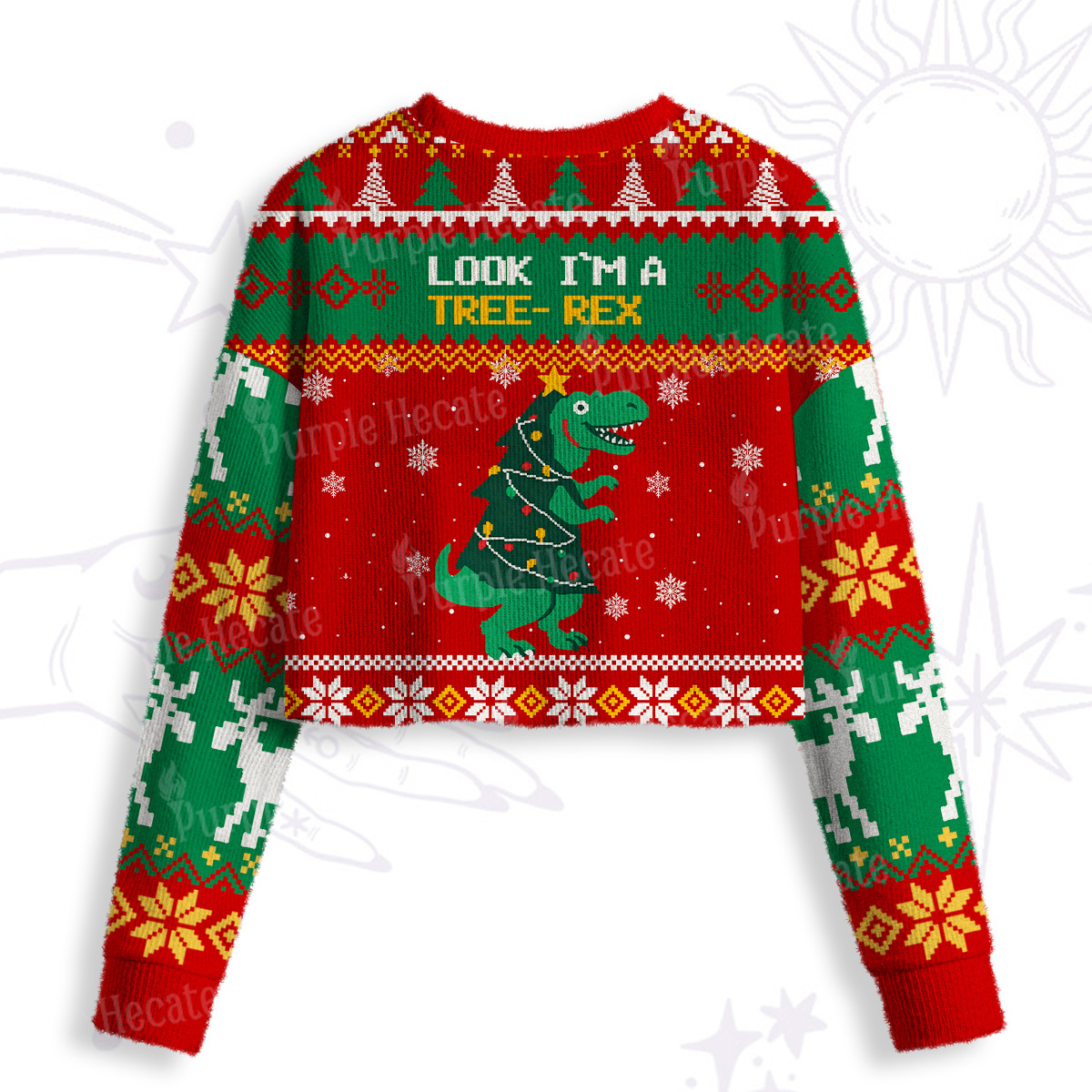 Purplehecate Look Tree I'm A T-Rex Crop Fuzzy Ugly Sweatshirt