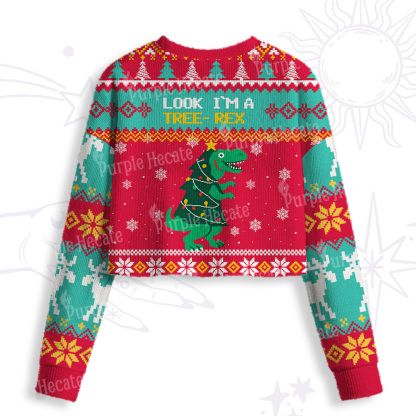 Purplehecate Look Tree I'm A T-Rex Crop Fuzzy Ugly Sweatshirt