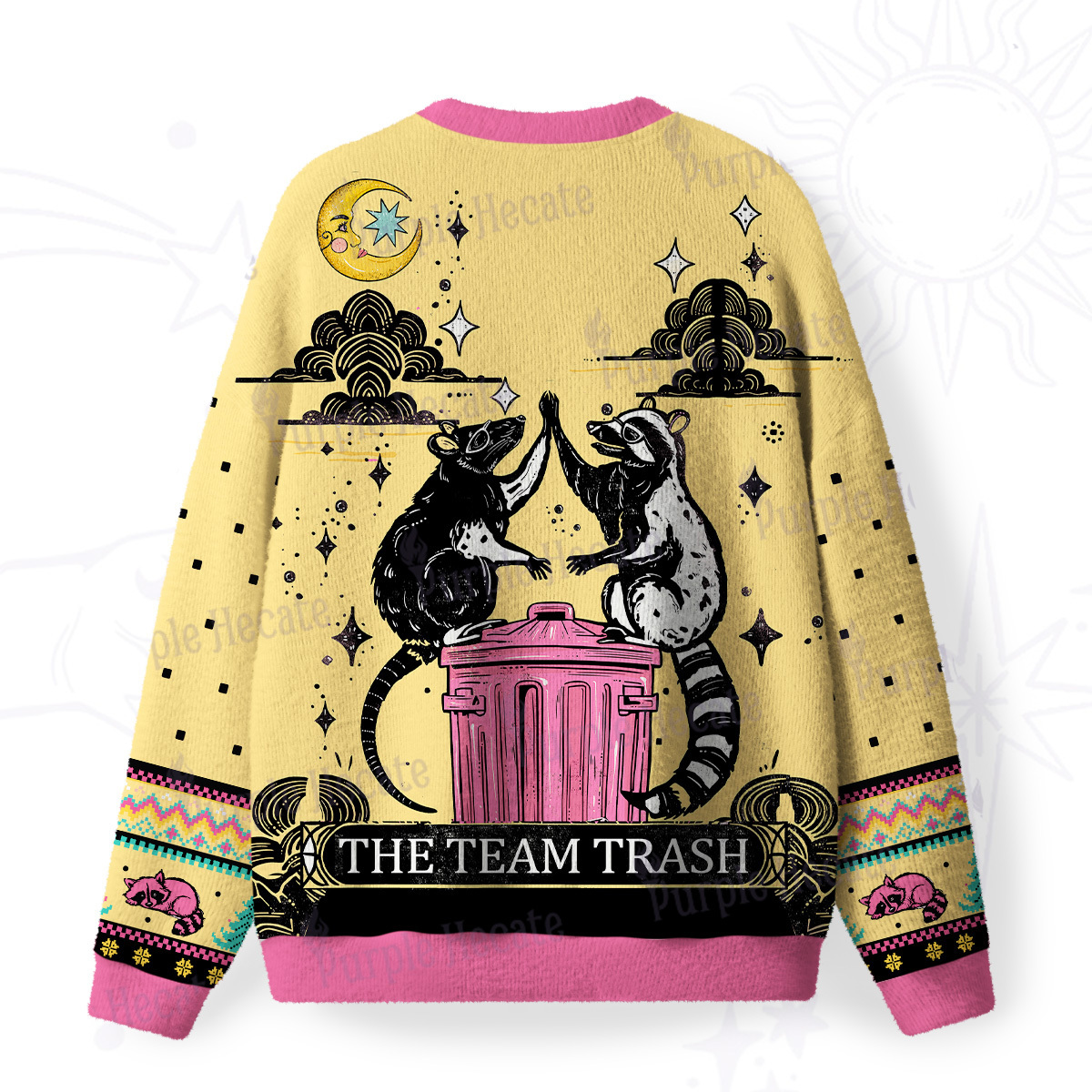 Purplehecate The Team Trash Opossum Tarot Fuzzy Ugly Sweatshirt