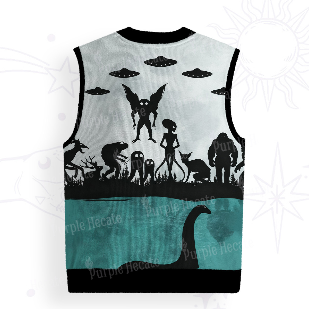 Purplehecate Alien Lake Monster Encounter Ugly Sweater Vest